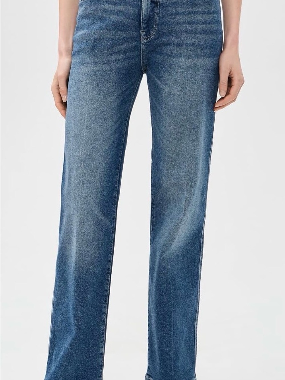 Warp + Weft Straight-Leg Jeans in Medium Blue Wash